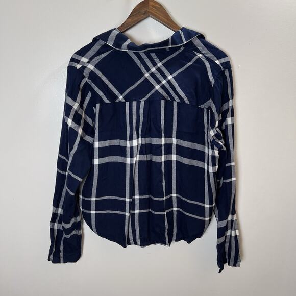 Rails Womens Plaid Short Blouse Size M Blue White Button-Up Classic Casual Soft - Picture 2 of 7